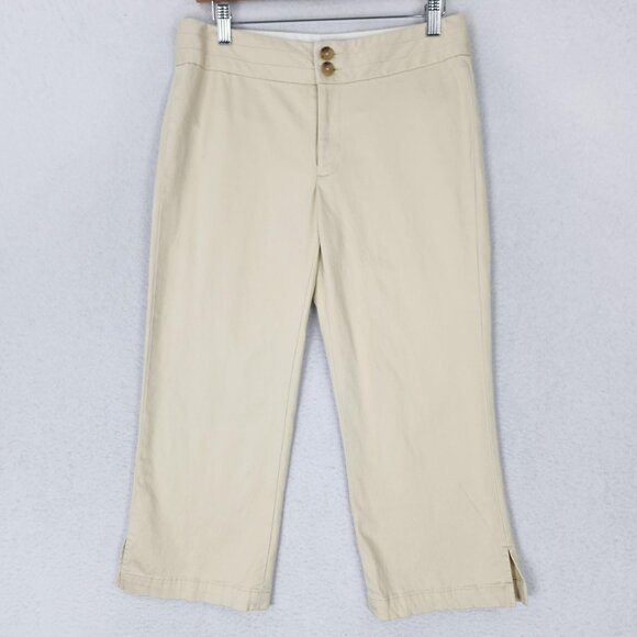Banana Republic Pants Womens 6 Cream Stretch Capri Cropped Mid Rise Casual - Picture 1 of 11